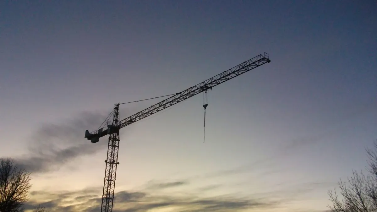 Construction crane on the Lethbridge Polytechnic campus, Lethbridge, Alberta
